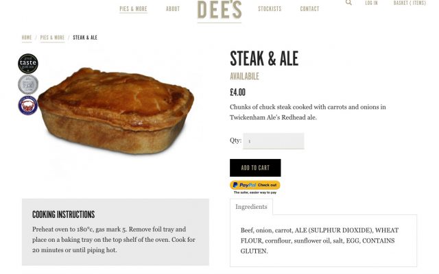Dee's pies detail page