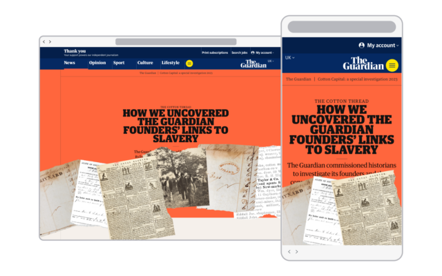 Cotton Capital interactive article about the investigation into The Guardians founders connection to the slave trade